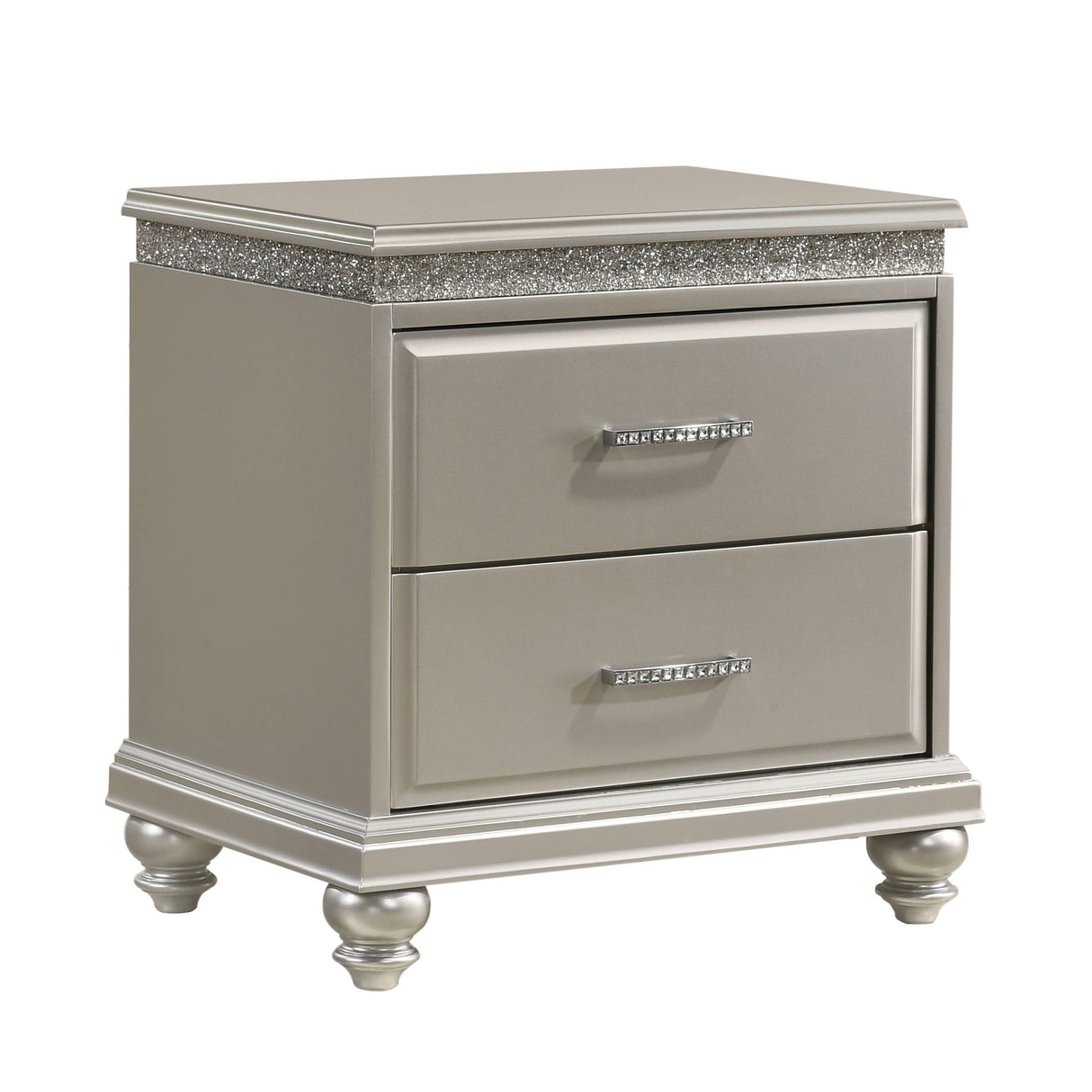 Nightstand with Two Storage Drawers and Bun Feet Solid Wood