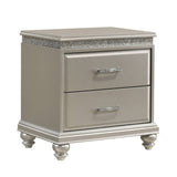 Nightstand with Two Storage Drawers and Bun Feet Solid Wood