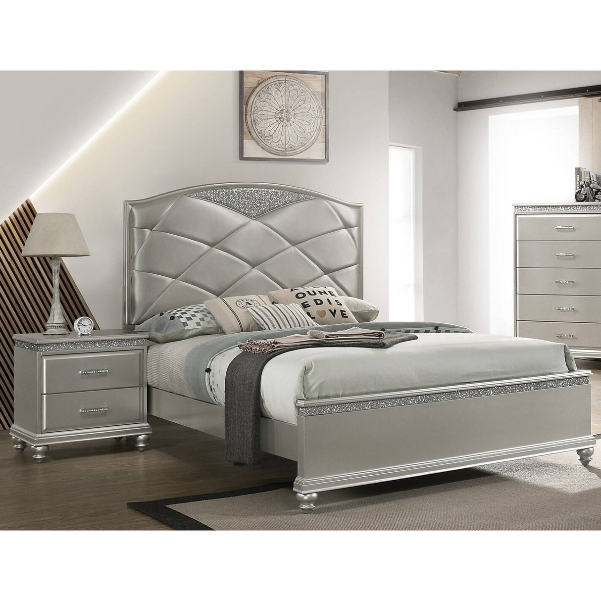Nightstand with Two Storage Drawers and Bun Feet Solid Wood