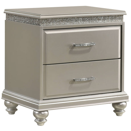 Nightstand with Two Storage Drawers and Bun Feet Solid Wood