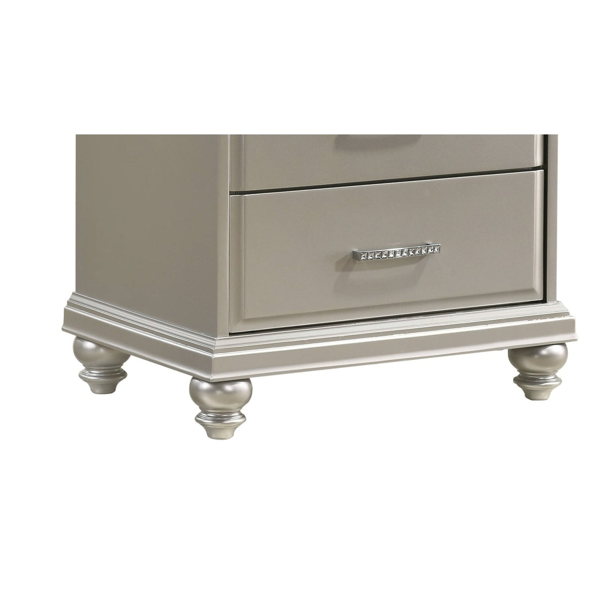 Nightstand with Two Storage Drawers and Bun Feet Solid Wood