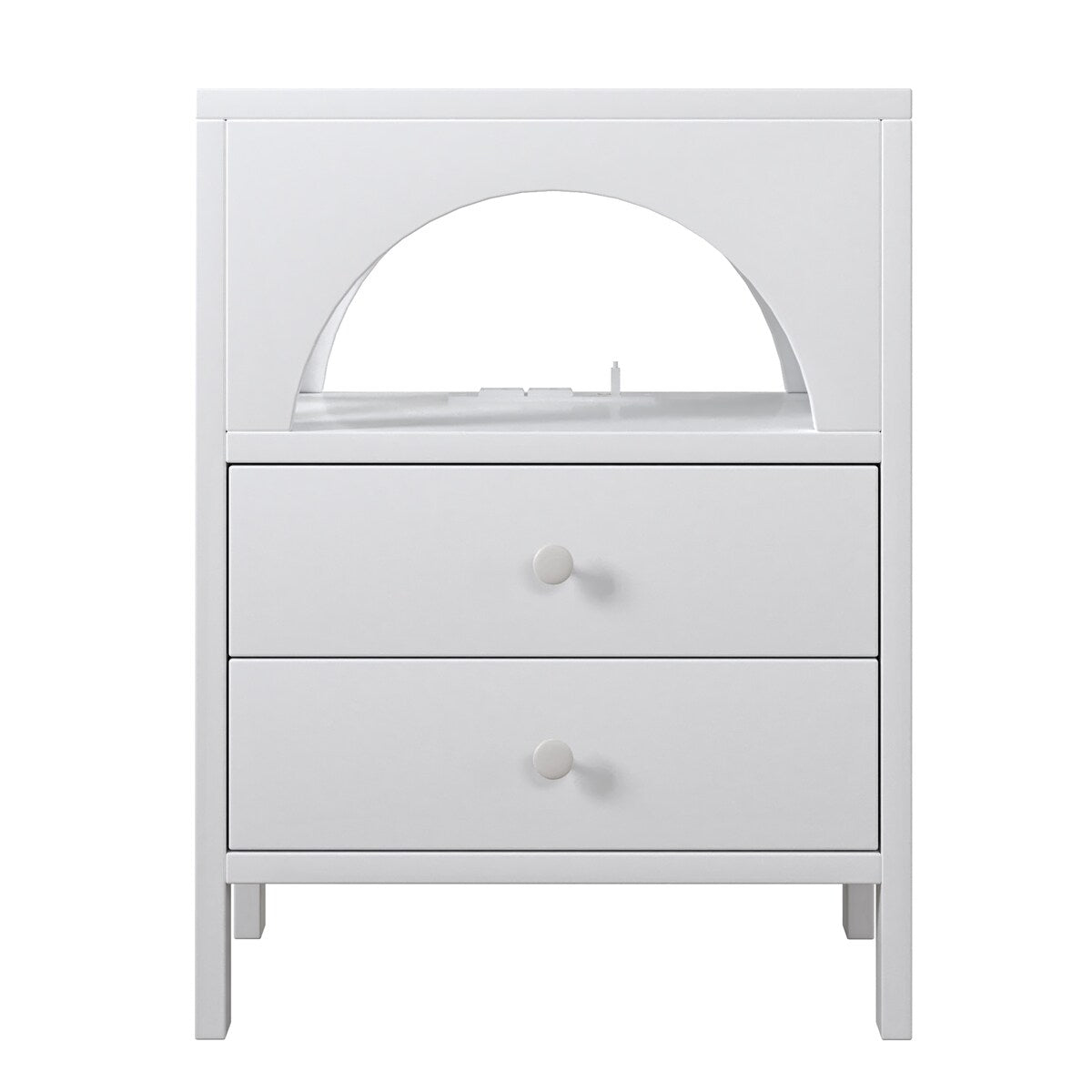Nightstand with USB Charging Ports and LED Lights, 2 Drawers and Shelf
