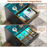 Nightstands Set of 2 3 Drawer Charging Station & LED Lights