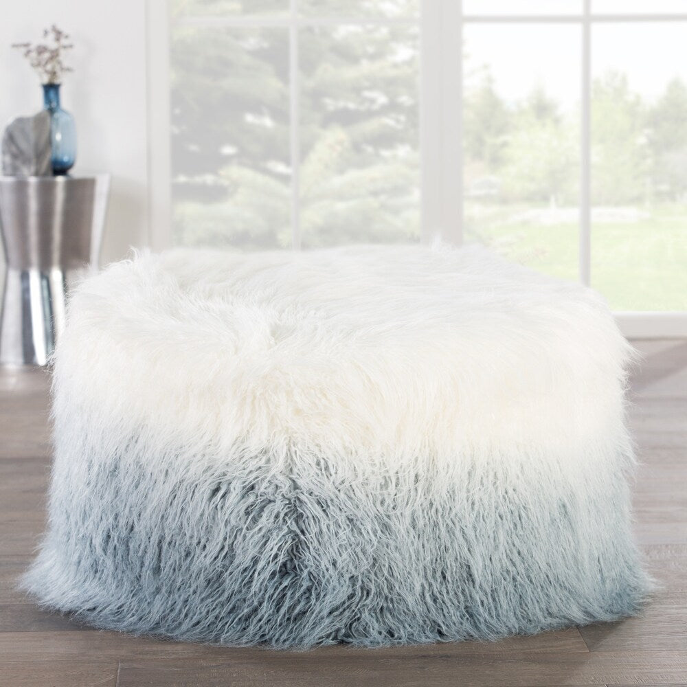 Nikki Chu Istria White/Blue Ombre Round Pouf