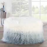 Nikki Chu Istria White/Blue Ombre Round Pouf