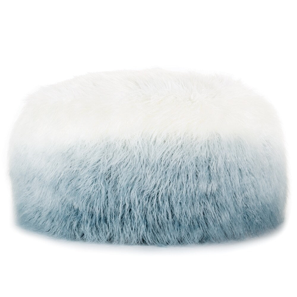 Nikki Chu Istria White/Blue Ombre Round Pouf