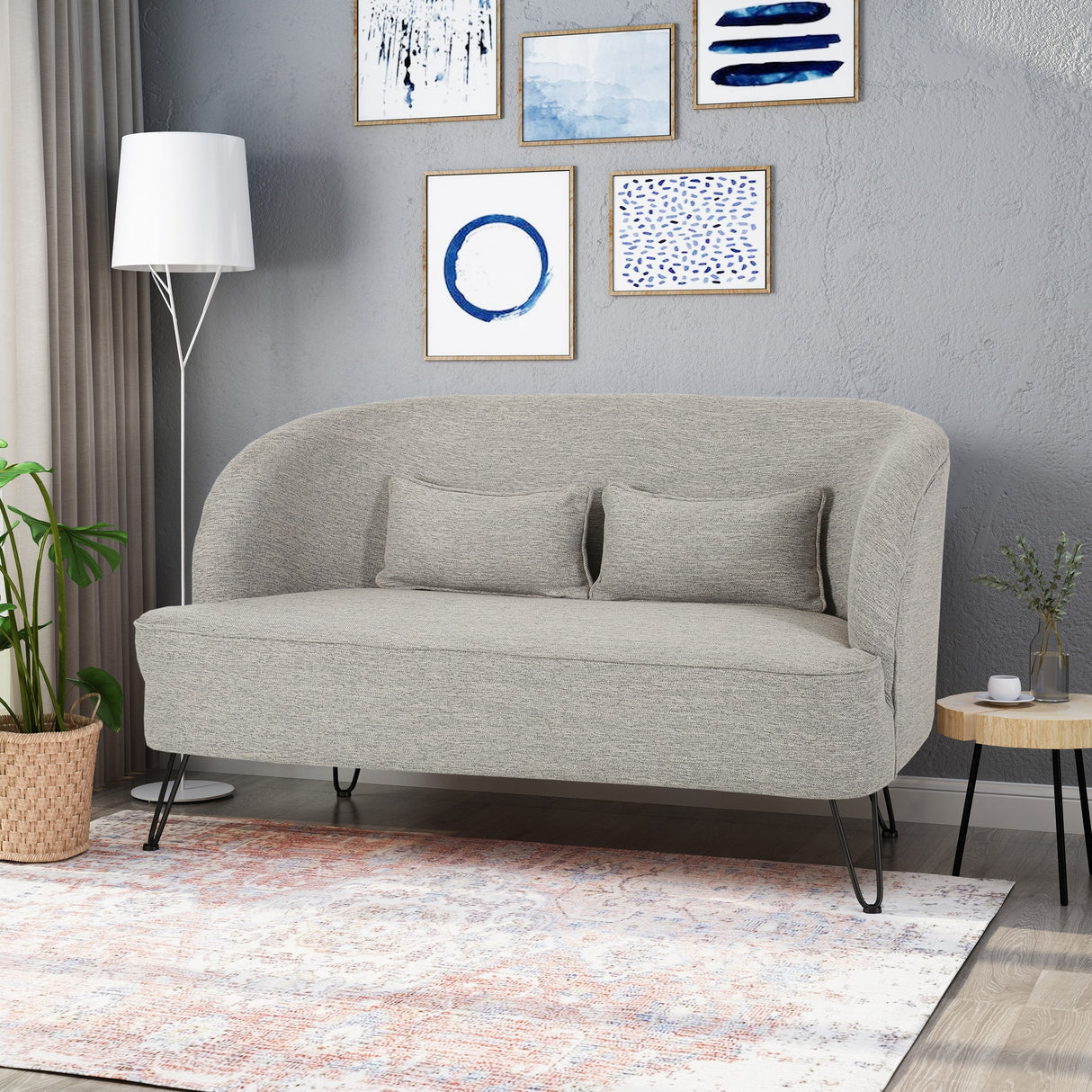 Nilton Modern Fabric Loveseat by Christopher Knight Home