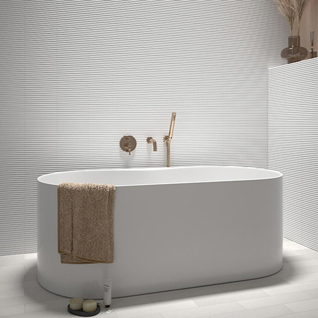 Apollo tile 18" x 48" Nimbus Textured Pearl White Ceramic Tile (17.23 sq ft/case) - 3 Pack
