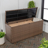 happimess Nino 47.24" Modern Minimalist Outdoor Faux Wicker Deck and Patio Storage Box