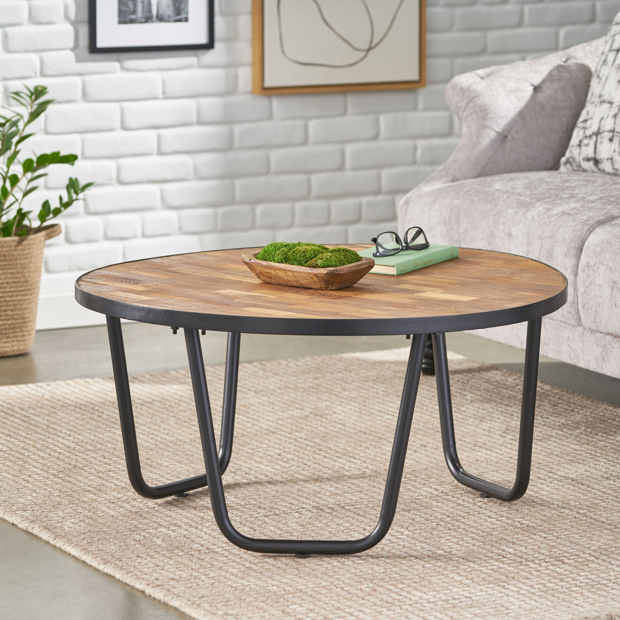 Nita Modern Industrial Handcrafted Wooden Coffee Table by Christopher Knight Home - 35.00" L x 35.00" W x 17.00" H