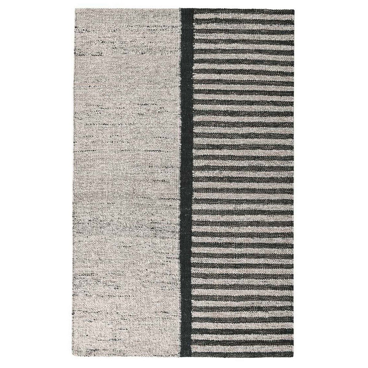 Nitt 8 x 10 Large Handwoven Jute Wool Area Rug, Asymmetrical, Brown, Black - 8 x 10