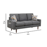 Niu 71 Inch Sofa, 2 Throw Pillows, Cushioned Seats and 2 USB Ports, Gray
