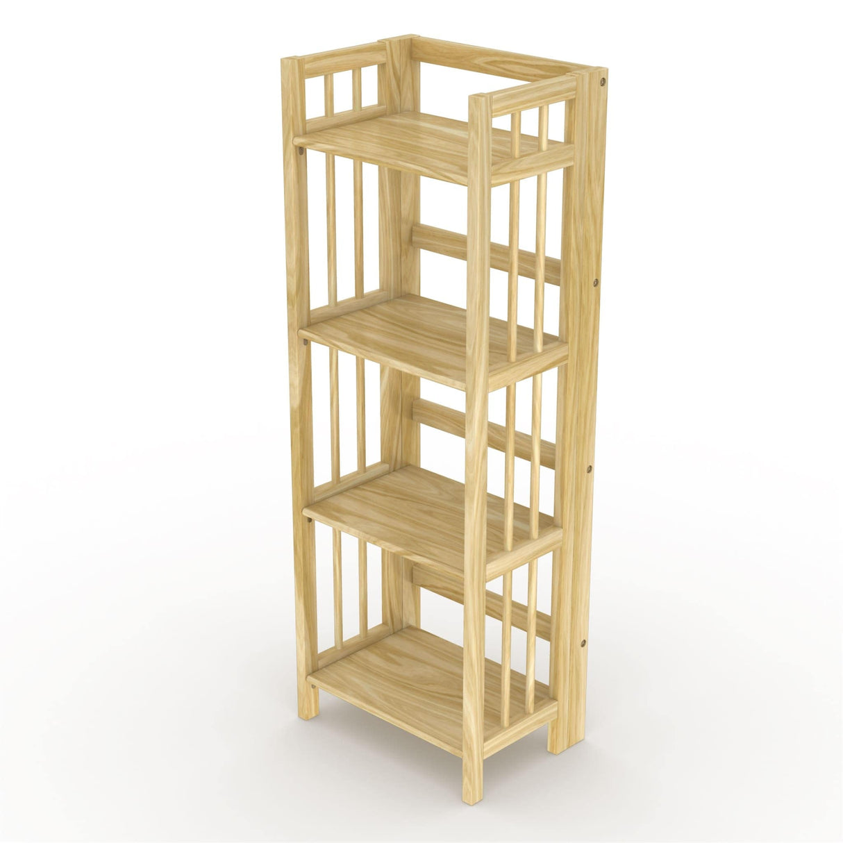 No Assembly Folding Four Shelf Bookcase (16 Inches Wide)