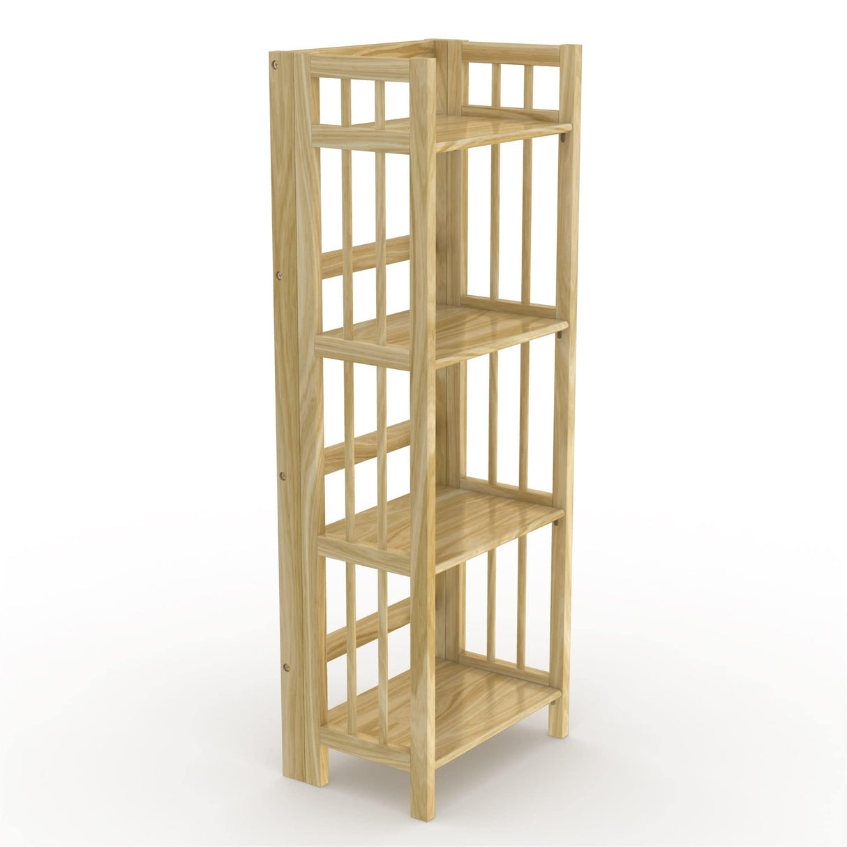 No Assembly Folding Four Shelf Bookcase (16 Inches Wide)