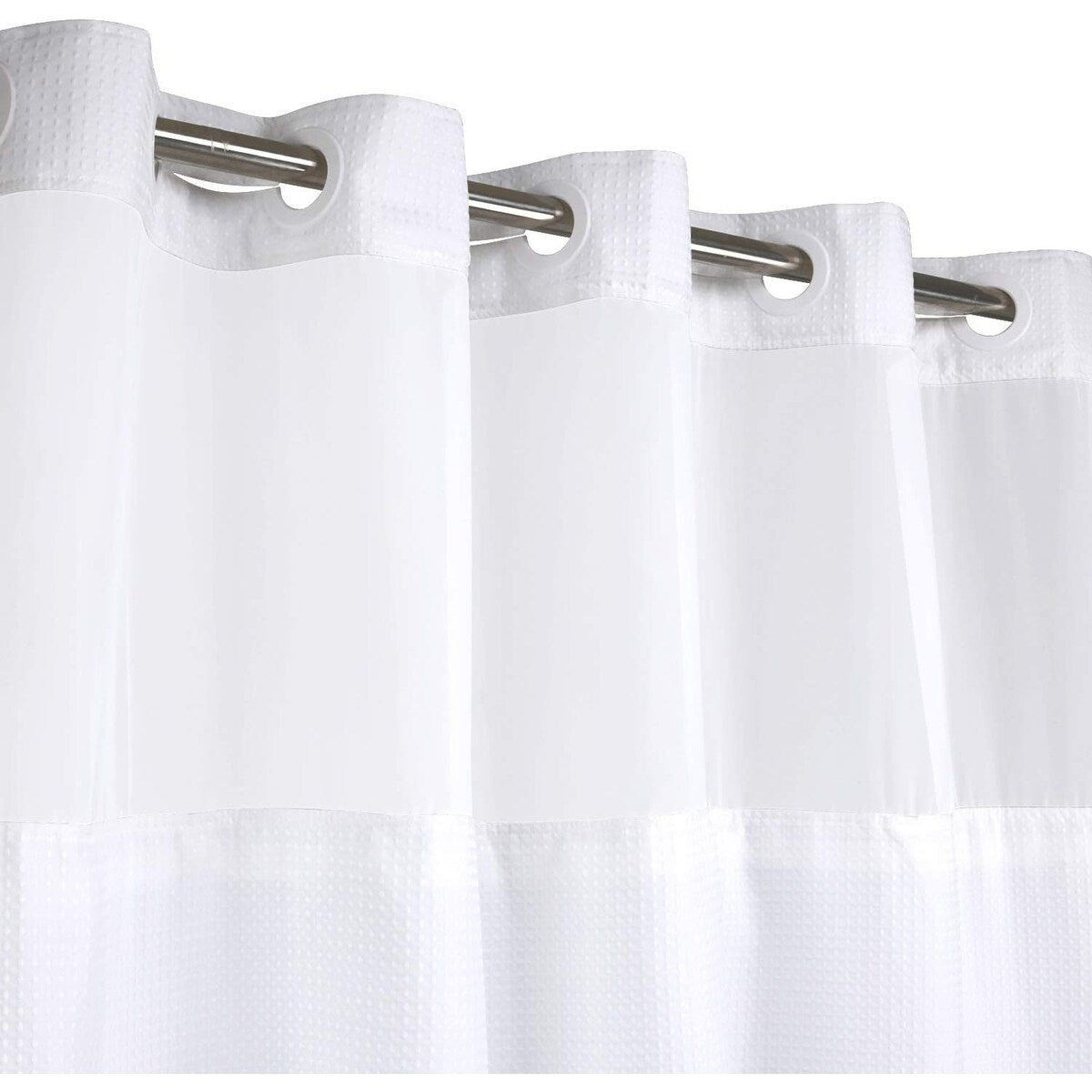 No Hooks Required Waffle Weave Shower Curtain with Snap in Liner Hotel