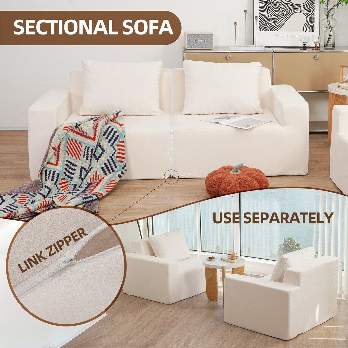 No Installation&Convertible Living room foam sofa