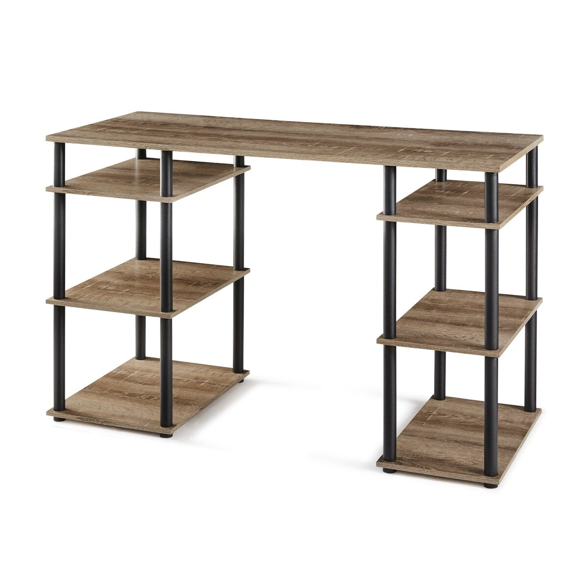 No Tools Computer Desk, Rustic Brown