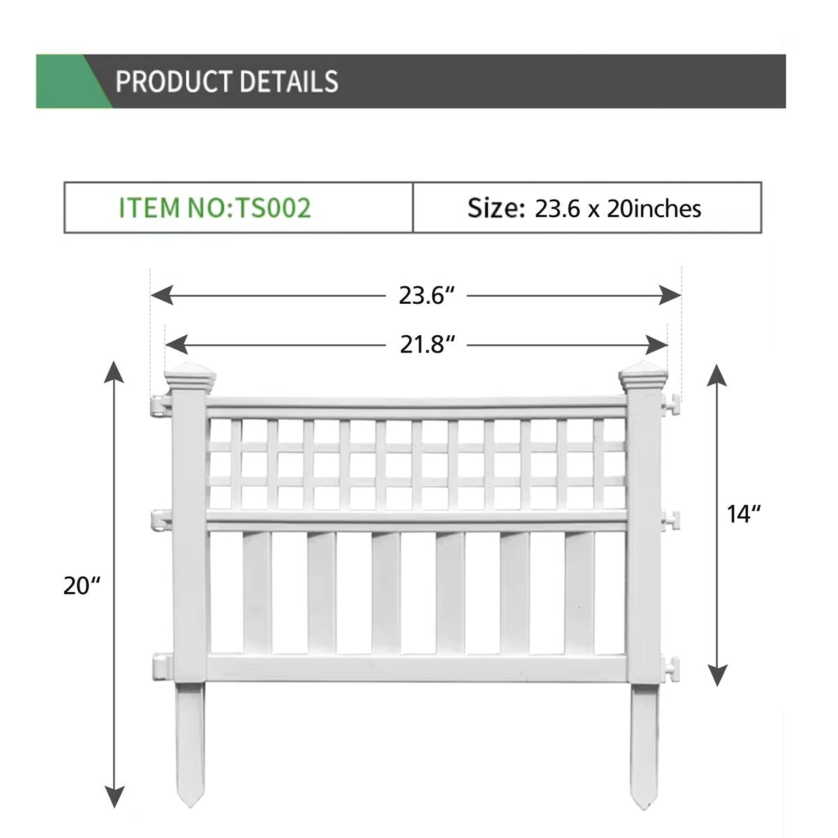 No-dig White Plastic Fencing Set Of 10