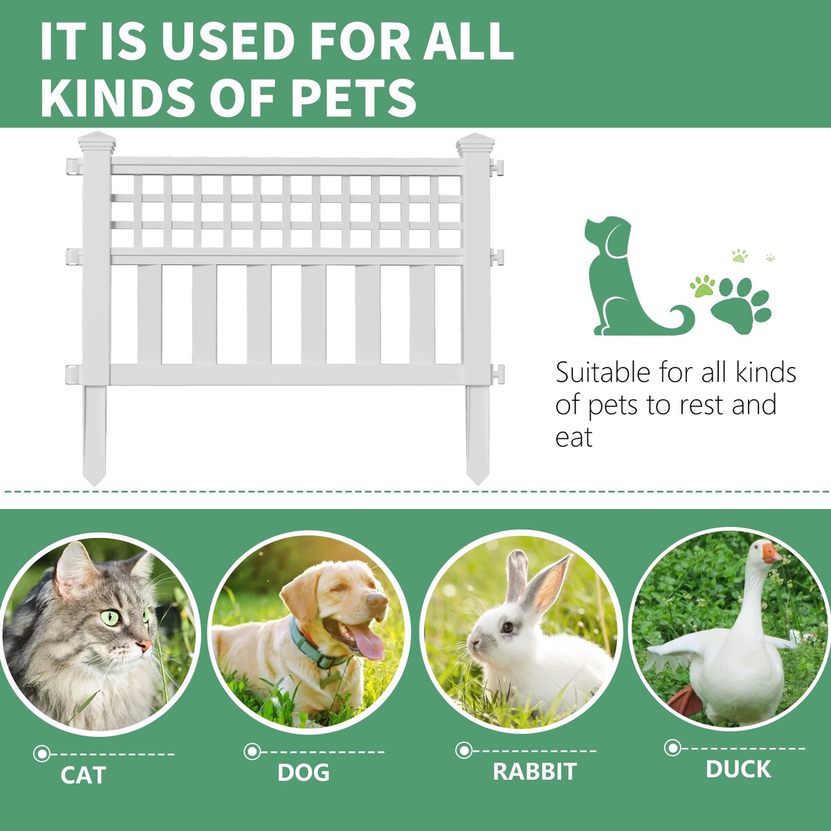 No-dig White Plastic Fencing Set Of 10