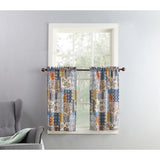 No. 918 Antoinette Patchwork Print Microfiber 3-Piece Kitchen Curtain Valance and Tiers Set