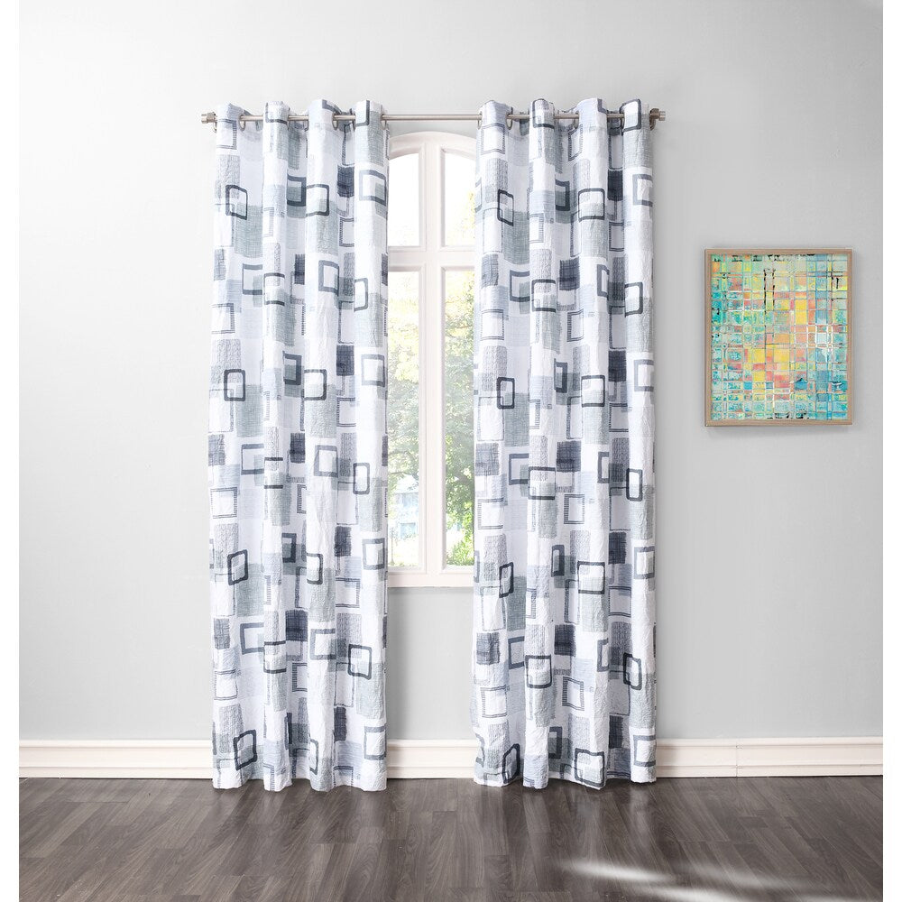 No. 918 Ollie Grommet Crushed Microfiber Print Window Curtain Panel (S