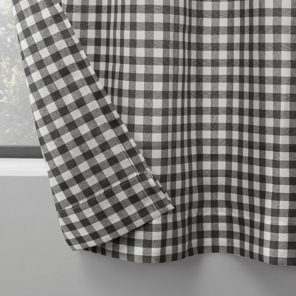 No. 918 Parkham Farmhouse Plaid Semi-Sheer Rod Pocket Kitchen Curtain Valance