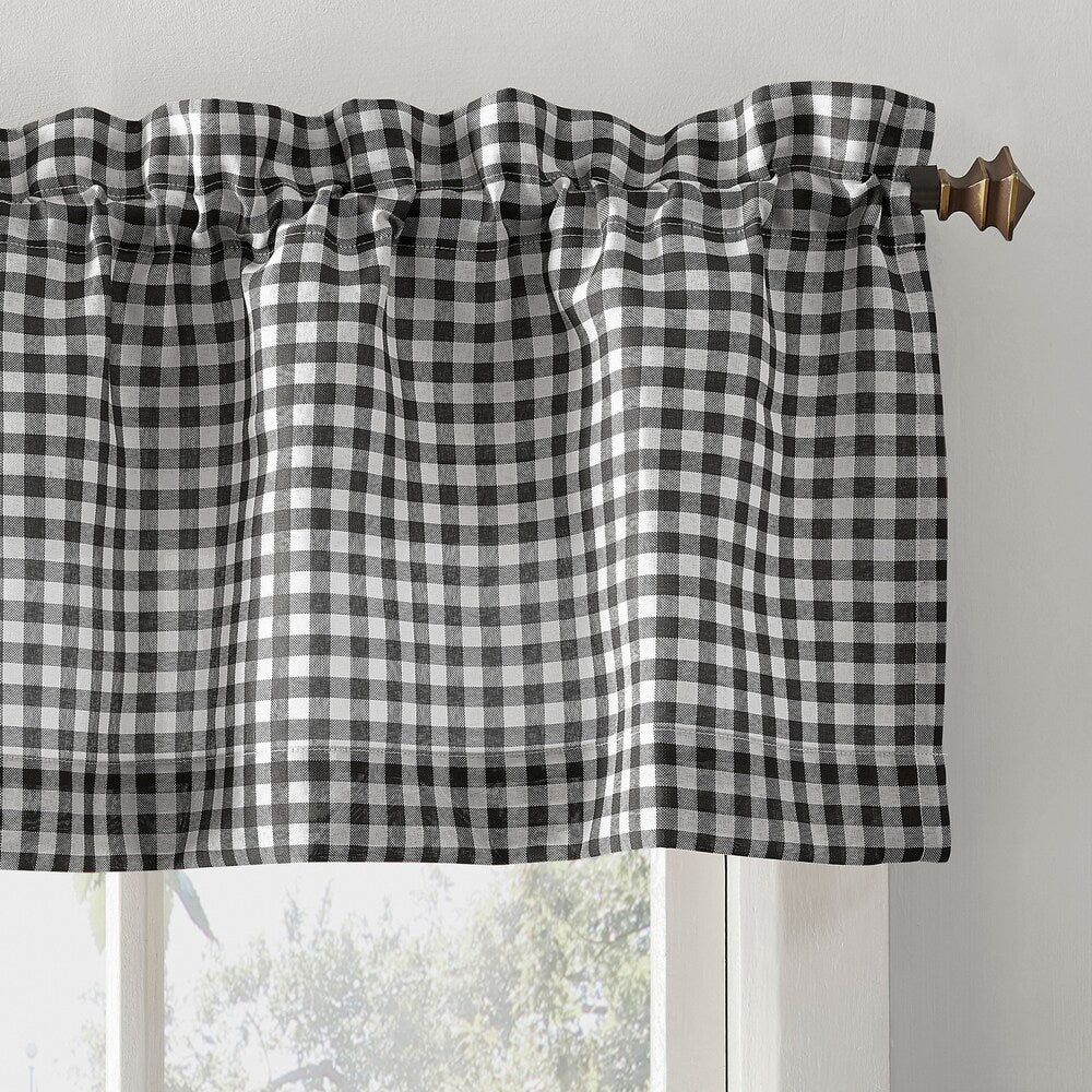 No. 918 Parkham Farmhouse Plaid Semi-Sheer Rod Pocket Kitchen Curtain Valance