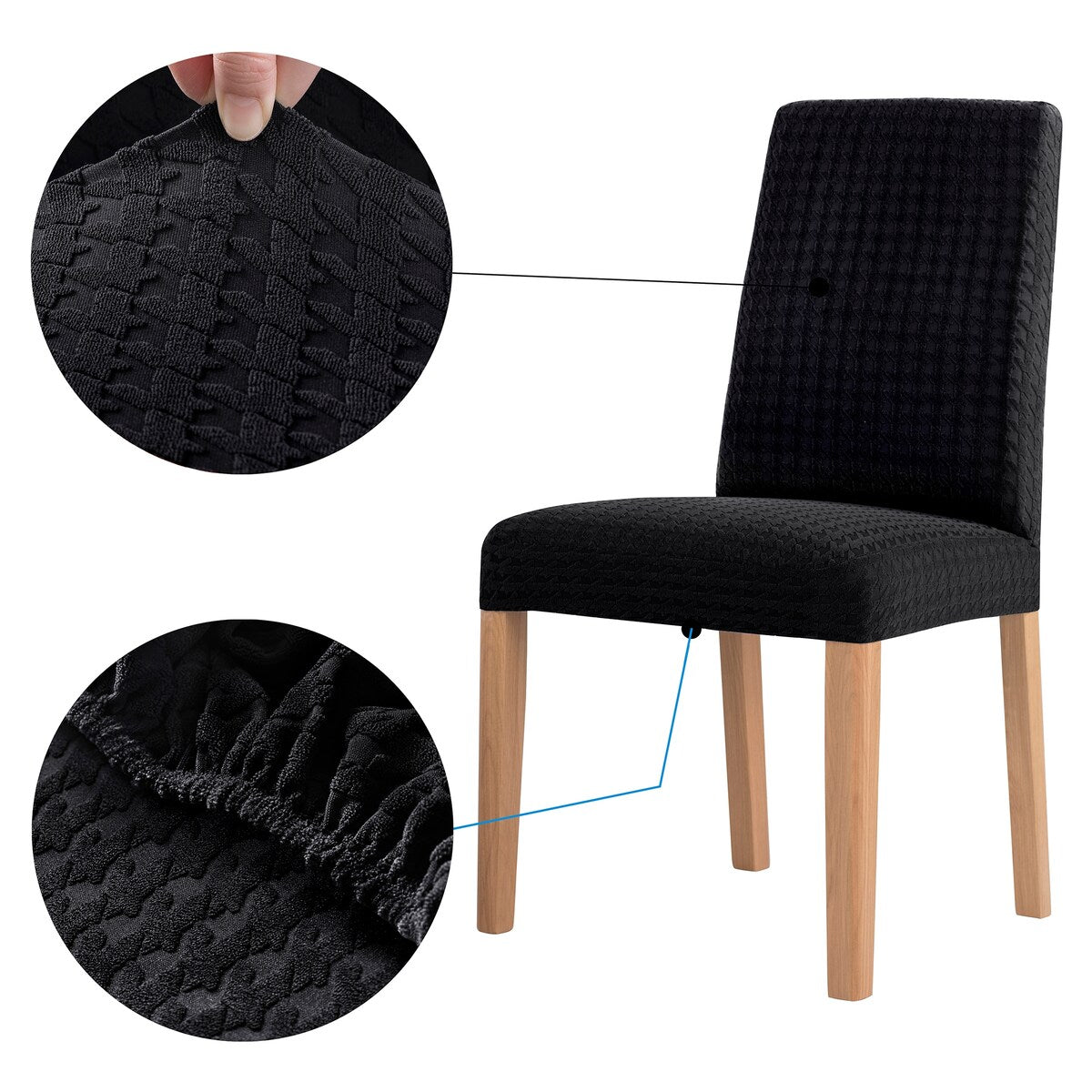 No. 918 Sparta 2-pack Houndstooth Textured Stretch Fit Elastic Dining Chair Cover Pair - 28" x 39"