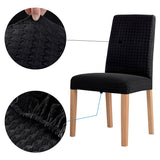 No. 918 Sparta 2-pack Houndstooth Textured Stretch Fit Elastic Dining Chair Cover Pair - 28" x 39"