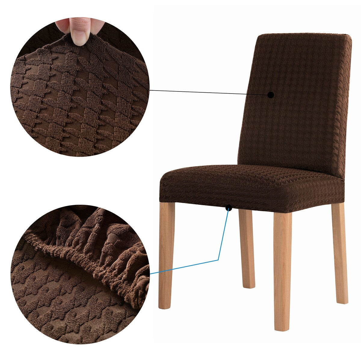 No. 918 Sparta 2-pack Houndstooth Textured Stretch Fit Elastic Dining Chair Cover Pair - 28" x 39"