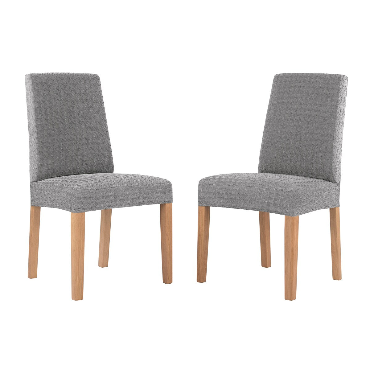 No. 918 Sparta 2-pack Houndstooth Textured Stretch Fit Elastic Dining Chair Cover Pair - 28" x 39"