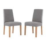 No. 918 Sparta 2-pack Houndstooth Textured Stretch Fit Elastic Dining Chair Cover Pair - 28" x 39"