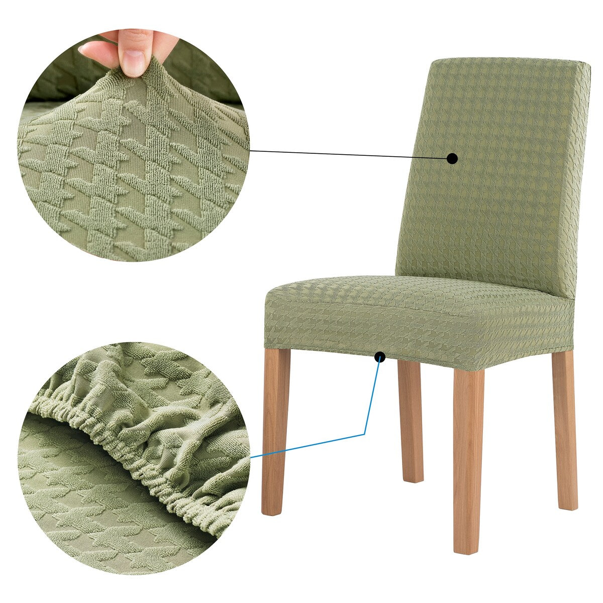 No. 918 Sparta 2-pack Houndstooth Textured Stretch Fit Elastic Dining Chair Cover Pair - 28" x 39"