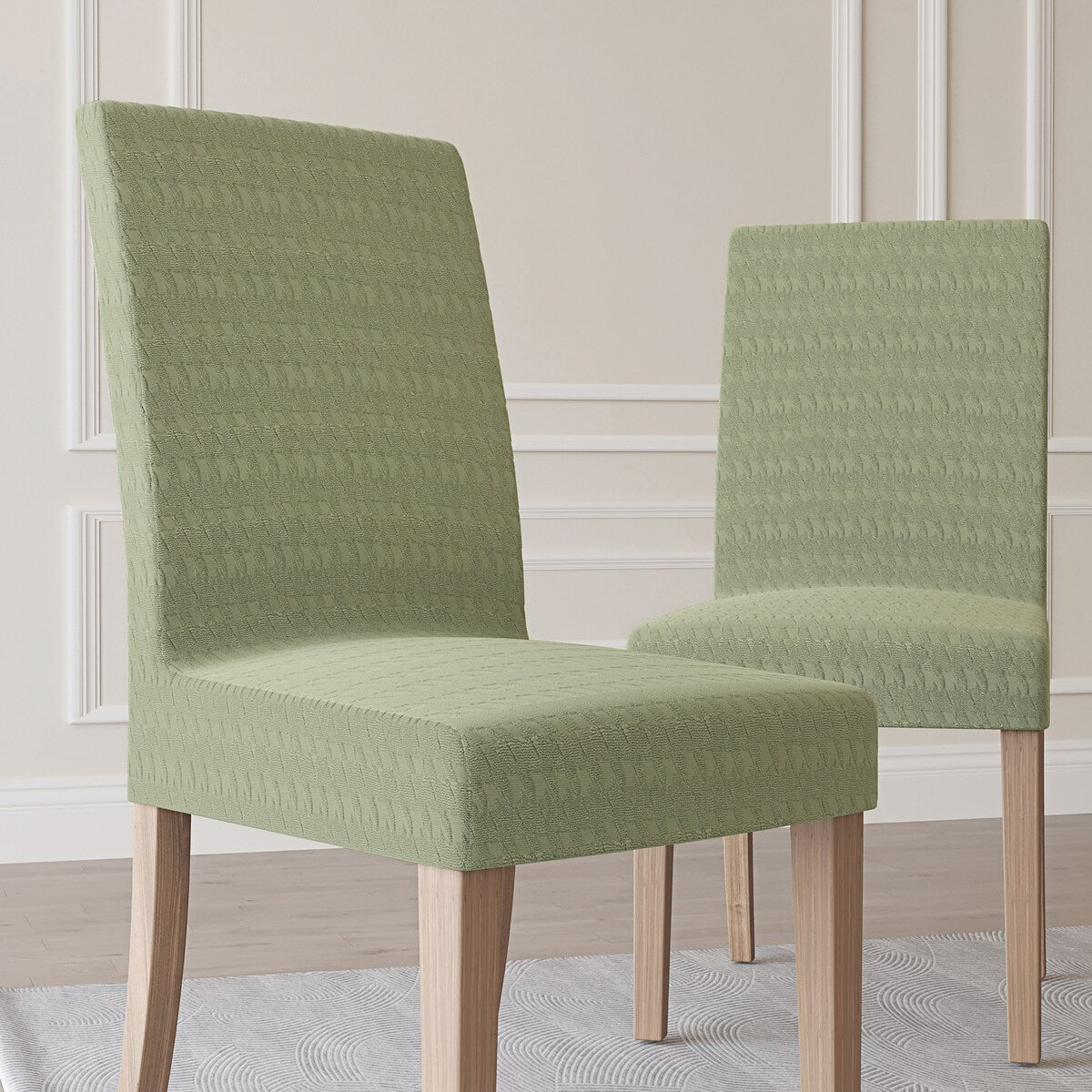 No. 918 Sparta 2-pack Houndstooth Textured Stretch Fit Elastic Dining Chair Cover Pair - 28" x 39"
