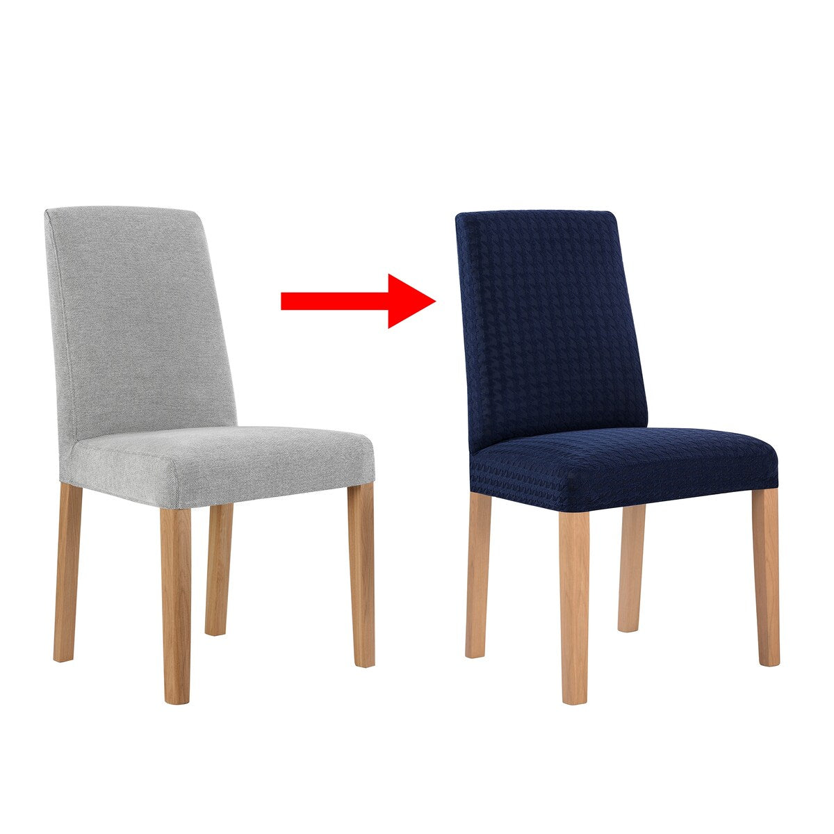 No. 918 Sparta 2-pack Houndstooth Textured Stretch Fit Elastic Dining Chair Cover Pair - 28" x 39"