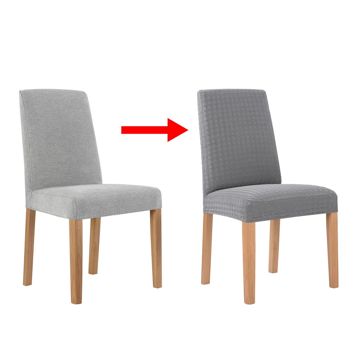 No. 918 Sparta 2-pack Houndstooth Textured Stretch Fit Elastic Dining Chair Cover Pair - 28" x 39"