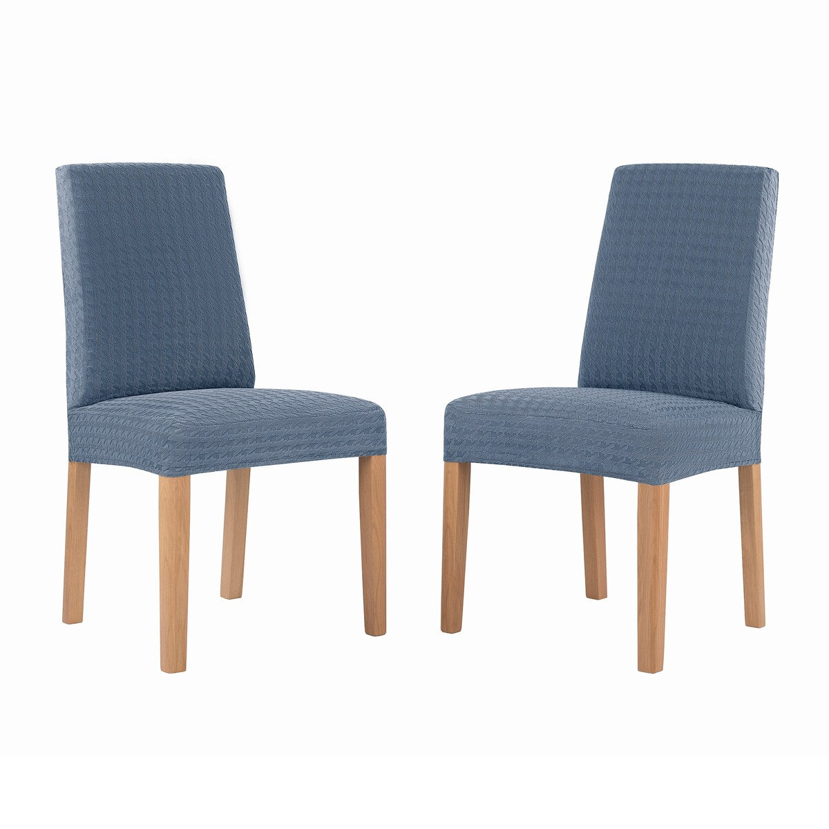 No. 918 Sparta 2-pack Houndstooth Textured Stretch Fit Elastic Dining Chair Cover Pair - 28" x 39"