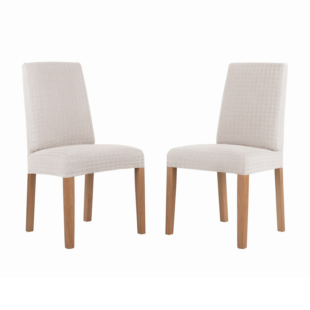No. 918 Sparta 2-pack Houndstooth Textured Stretch Fit Elastic Dining Chair Cover Pair - 28" x 39"