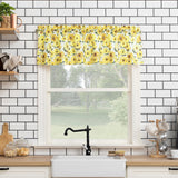No. 918 Sunny Sunflower Print Semi-Sheer Rod Pocket Kitchen Curtain Valance and Tiers Set