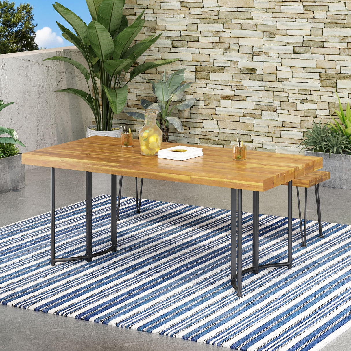 Noah Acacia Wood Dining Table by Christopher Knight Home - 72.00" W x 35.50" D x 30.00" H