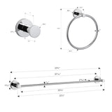 Maykke Nob Hill 3-Piece Bathroom Hardware Set with 24 Inch Towel Bar