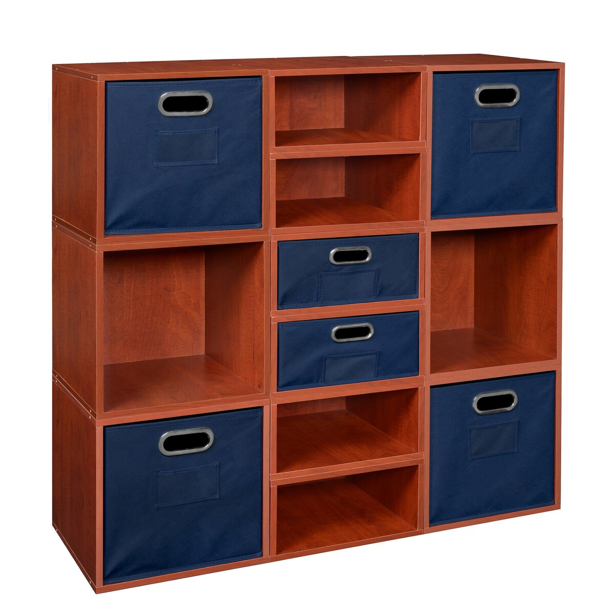 Noble Connect Storage Set- 6 Full Cubes/6 Half Cubes with Foldable Storage Bins- Cherry/Blue