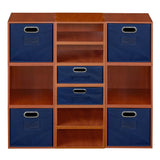 Noble Connect Storage Set- 6 Full Cubes/6 Half Cubes with Foldable Storage Bins- Cherry/Blue