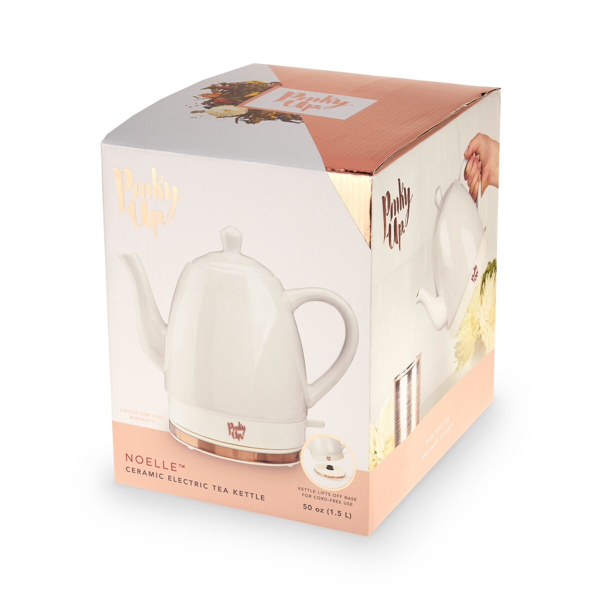 Noelle Grey Ceramic Electric Tea Kettle by Pinky Up - 9" x 6"