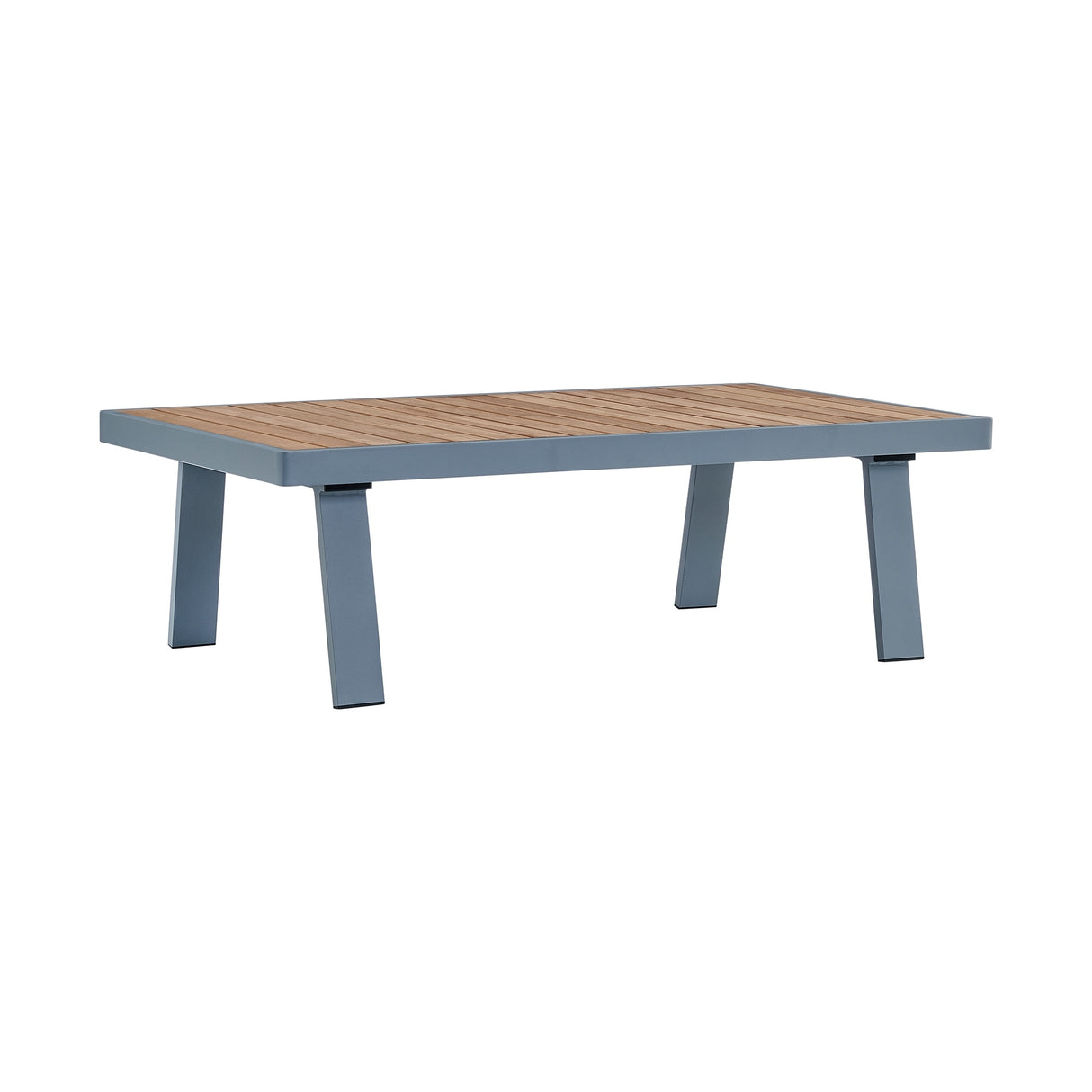 Nofi Aluminum and Solid Teak Wood Outdoor Patio 4 Piece Conversation Set with Olefin Cushions
