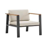 Nofi Aluminum and Solid Teak Wood Outdoor Patio 4 Piece Conversation Set with Olefin Cushions