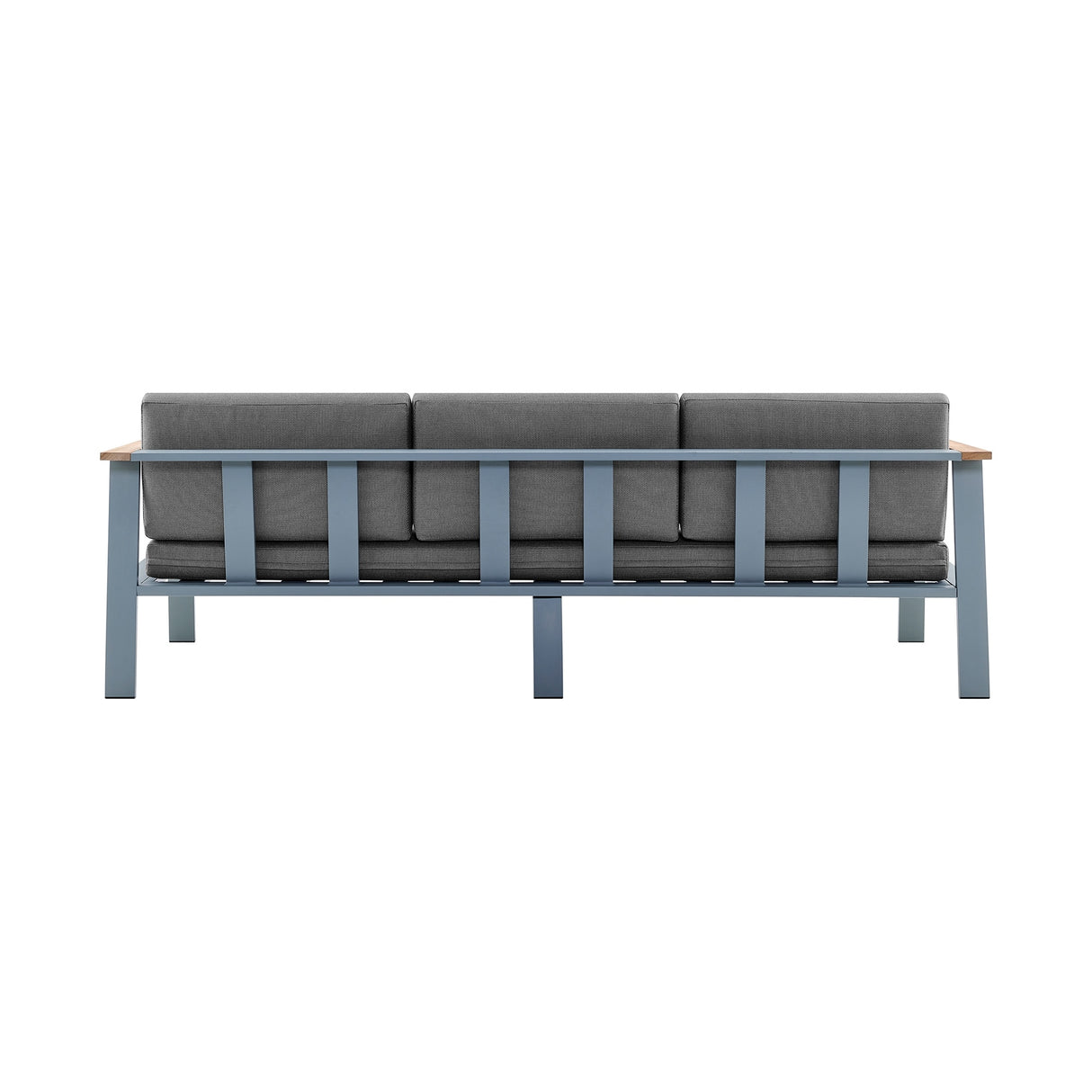 Nofi Aluminum and Solid Teak Wood Outdoor Patio 4 Piece Conversation Set with Olefin Cushions