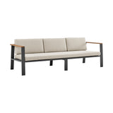 Nofi Aluminum and Solid Teak Wood Outdoor Patio 4 Piece Conversation Set with Olefin Cushions
