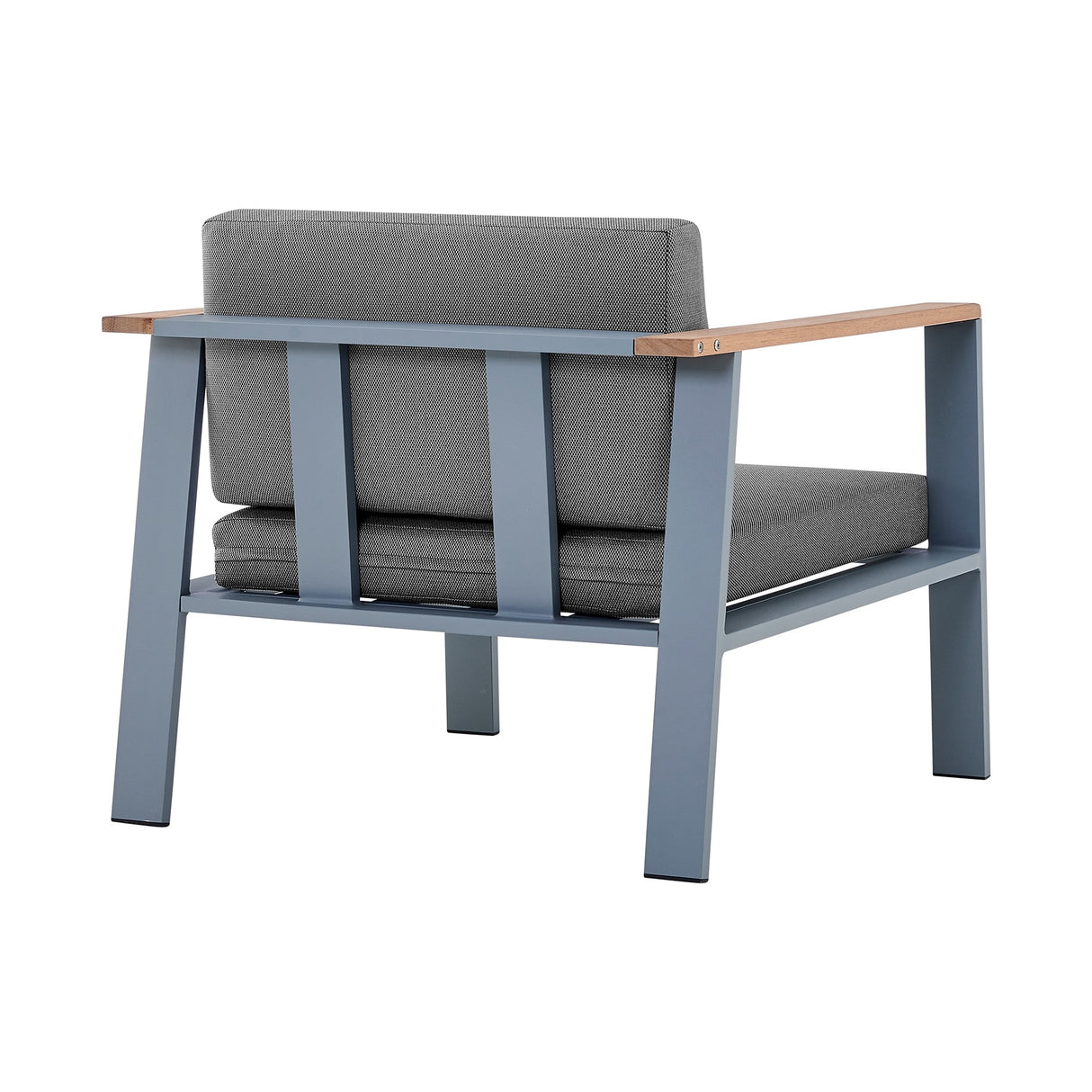 Nofi Aluminum and Solid Teak Wood Outdoor Patio 4 Piece Conversation Set with Olefin Cushions