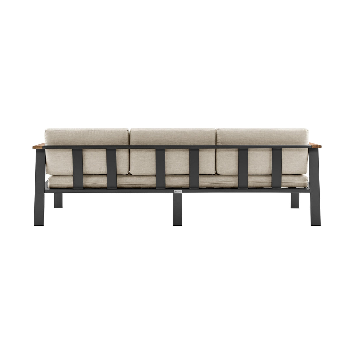 Nofi Aluminum and Solid Teak Wood Outdoor Patio 4 Piece Conversation Set with Olefin Cushions